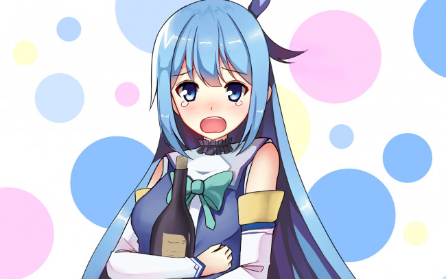 Обои картинки фото аниме, kono subarashii sekai ni shukufuku wo, девушка, взгляд, фон