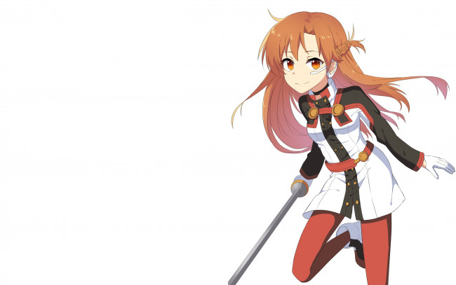 Обои картинки фото аниме, sword art online, девушка, взгляд, фон