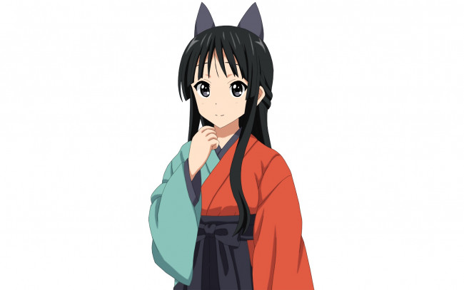 Обои картинки фото аниме, животные,  существа, девушка, взгляд, фон