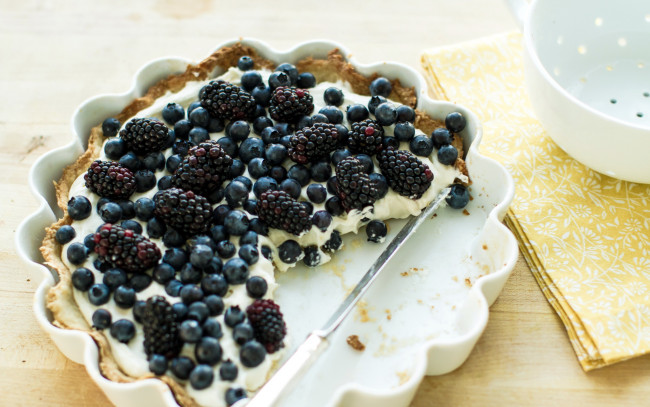 Обои картинки фото еда, пироги, черника, чизкейк, ежевика