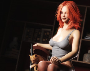 Картинка 3д+графика люди+ people девушка взгляд фон