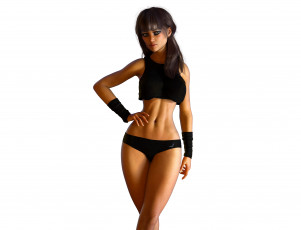 Картинка 3д+графика люди+ people девушка взгляд фон грудь