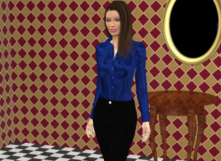 Картинка 3д+графика люди+ people девушка взгляд фон