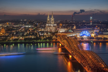 Картинка k& 246 ln города кельн+ германия ночь огни