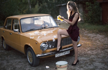 обоя автомобили, -авто с девушками, лада, 2101