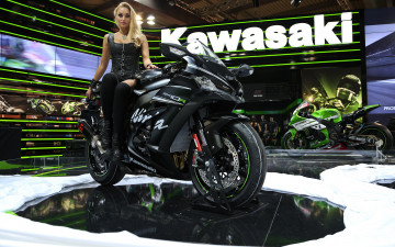 Картинка мотоциклы мото+с+девушкой kawasaki