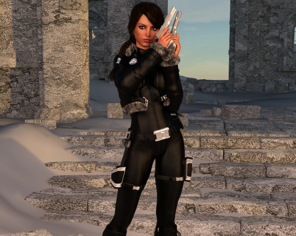 Обои картинки фото 3д графика, фантазия , fantasy, девушка, взгляд, фон