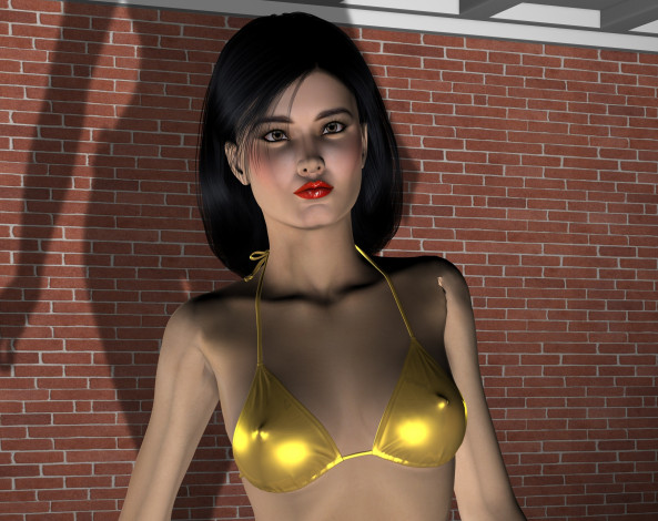 Обои картинки фото 3д графика, люди , people, девушка, взгляд, фон