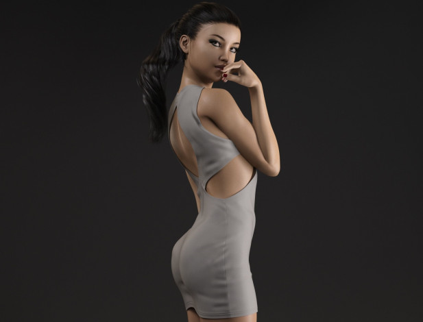 Обои картинки фото 3д графика, люди , people, девушка, взгляд, фон