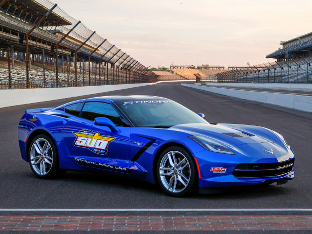 Обои картинки фото corvette stingray indy 500 pace car 2013, автомобили, corvette, stingray, indy, 500, pace, car, 2013, blue