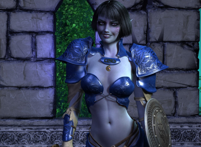 Обои картинки фото 3д графика, фантазия , fantasy, фон, взгляд, девушка