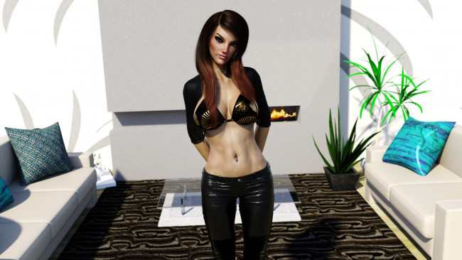 Обои картинки фото 3д графика, люди , people, девушка, взгляд, фон