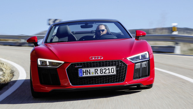 Обои картинки фото audi r8 spyder v10 rws 2018, автомобили, audi, красный, 2018, rws, v10, spyder, r8