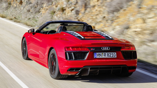 Обои картинки фото audi r8 spyder v10 rws 2018, автомобили, audi, красный, 2018, rws, v10, r8, spyder