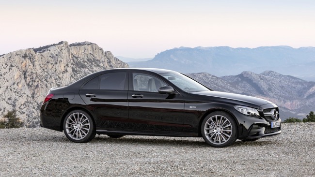 Обои картинки фото mercedes-benz amg c43 4matic 2019, автомобили, mercedes-benz, amg, 4matic, c43, 2019, чёрный