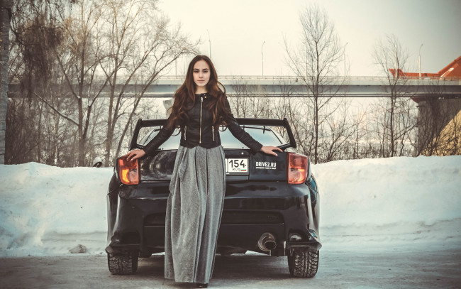 Обои картинки фото автомобили, -авто с девушками, toyota, celica