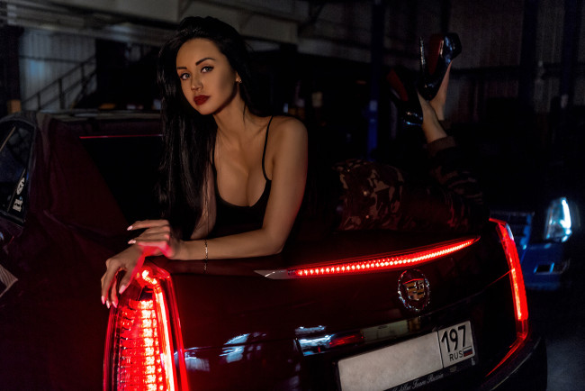 Обои картинки фото автомобили, -авто с девушками, cadillac