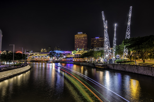 Обои картинки фото singapore, города, сингапур , сингапур, огни, ночь