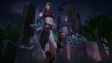 Картинка видео+игры smite девушки фон взгляд посох тату ворон