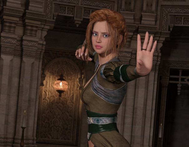 Обои картинки фото 3д графика, фантазия , fantasy, фон, взгляд, девушка