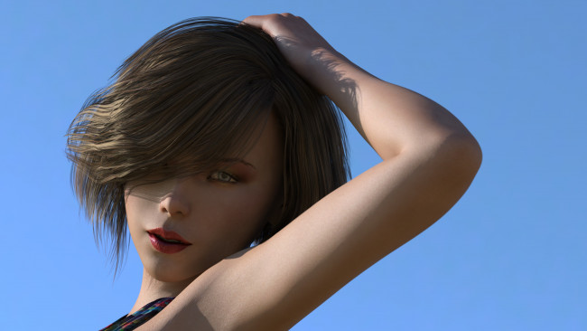 Обои картинки фото 3д графика, портрет , portraits, фон, взгляд, девушка