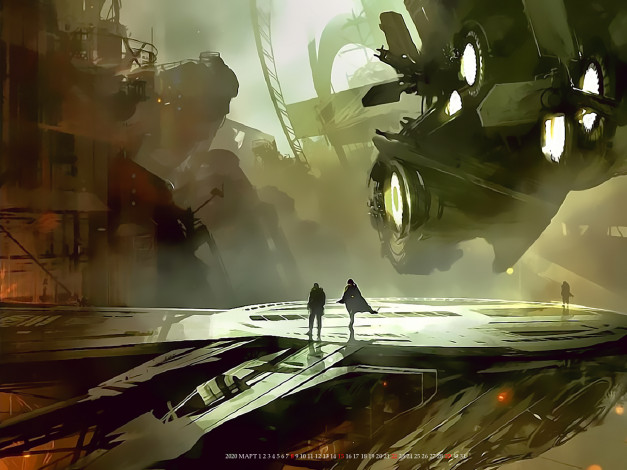 Обои картинки фото календари, фэнтези, люди, космодром, техника, транспорт, calendar, 2020