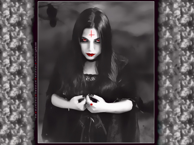 Обои картинки фото календари, фэнтези, портрет, девушка, взгляд, крест, готика, calendar, 2020