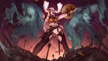 Картинка фэнтези девушки девушка валькирия духи воины