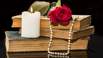 Картинка разное канцелярия +книги книги свеча роза бусы
