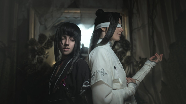 Обои картинки фото девушки, - креатив,  косплей, сюэ, ян, сяо, синчень, костюмы, повязка