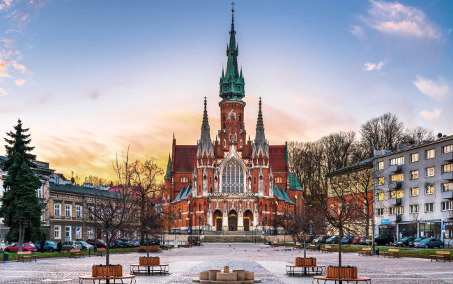 Обои картинки фото города, краков , польша, собор, площадь