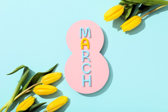 обоя праздничные, международный женский день - 8 марта, цифра, тюльпаны