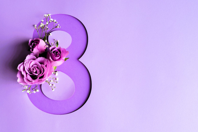 Обои картинки фото праздничные, международный женский день - 8 марта, цифра, цветы