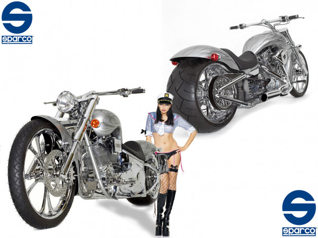 Обои картинки фото мотоциклы, мото, девушкой