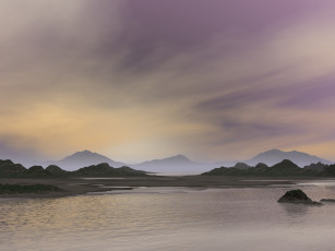 Картинка 3д графика nature landscape природа облака горы вода