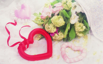 Картинка праздничные день св валентина сердечки любовь букет