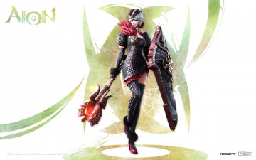 Картинка видео игры aion the tower of eternity девушка страж черный красный