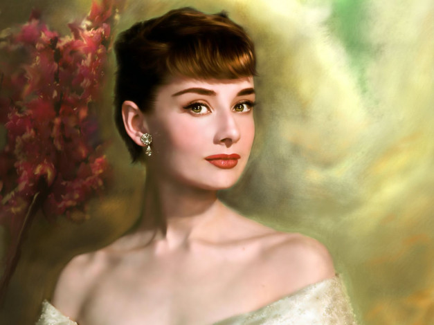 Обои картинки фото audrey, hepburn, рисованные, люди, актриса