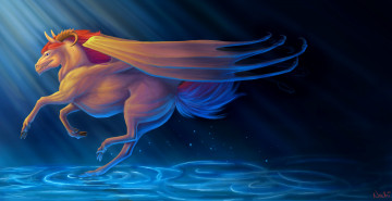 Картинка рисованные животные +сказочные +мифические рога крылья