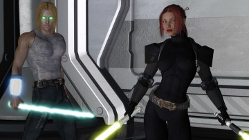 Картинка 3д+графика fantasy+ фантазия оружие девушка мужчина