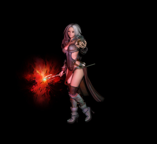 Обои картинки фото 3д графика, fantasy , фантазия, огонь, девушка