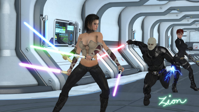 Обои картинки фото 3д графика, fantasy , фантазия, девушки, оружие