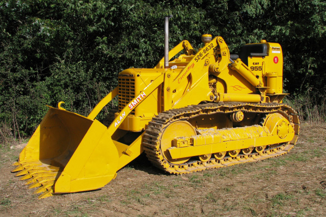 Обои картинки фото caterpillar model 955, техника, бульдозеры на гусенецах, бульдозер, гусеницы, ковш