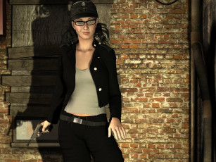 Картинка 3д+графика фантазия+ fantasy девушка оружие взгляд фон