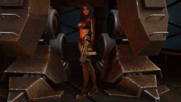 Картинка 3д+графика фантазия+ fantasy девушка оружие фон взгляд