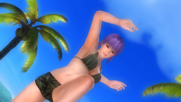 Картинка 3д+графика люди+ people пальмы фон взгляд девушка