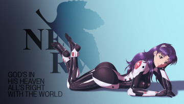 Картинка аниме evangelion костюм misato девушка