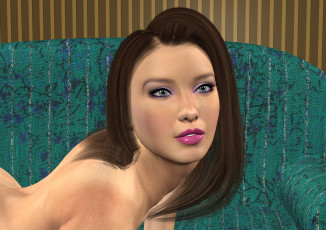 Картинка 3д+графика портрет+ portraits фон взгляд девушка