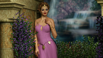 обоя 3д графика, эльфы , elves, фон, взгляд, эльфийка