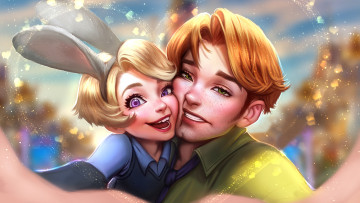 Картинка рисованное кино лицо взгляд глаза настроение пара лис кролик